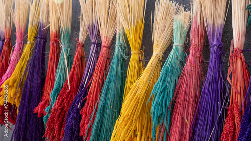 Colored Dry Plants Hanged To Be Dried in a Village of Western Anatolia, Turkey