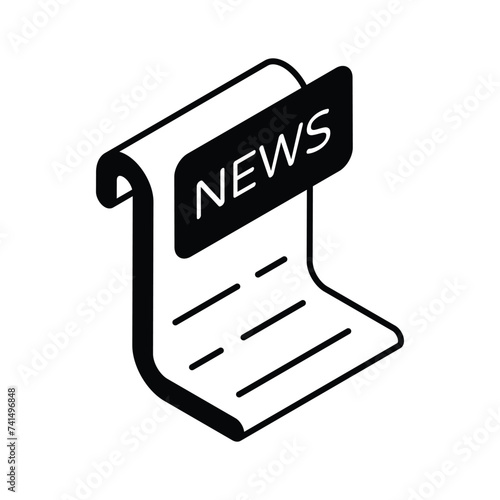 An amazing isometric icon of news paper in trendy isometric style, ready for premium use