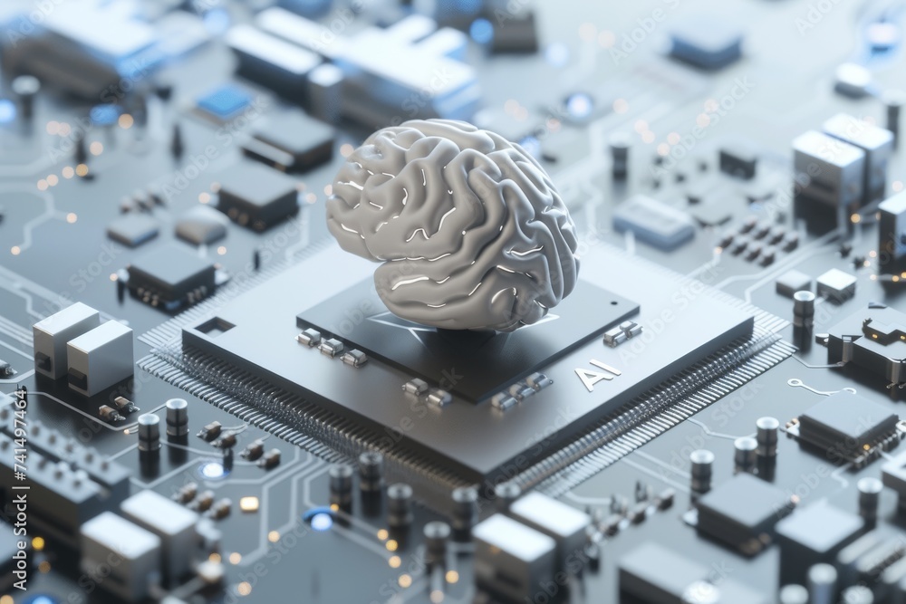 AI Brain Chip mental liberation. Artificial Intelligence icon ...