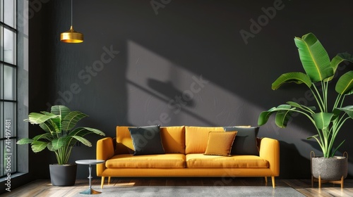 modern living room interior, decoration room, empty dark pastel color wall background