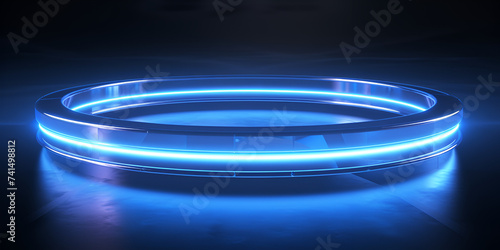 Abstraction in the form of glowing neon rings in the style of the movie Tron Legacy