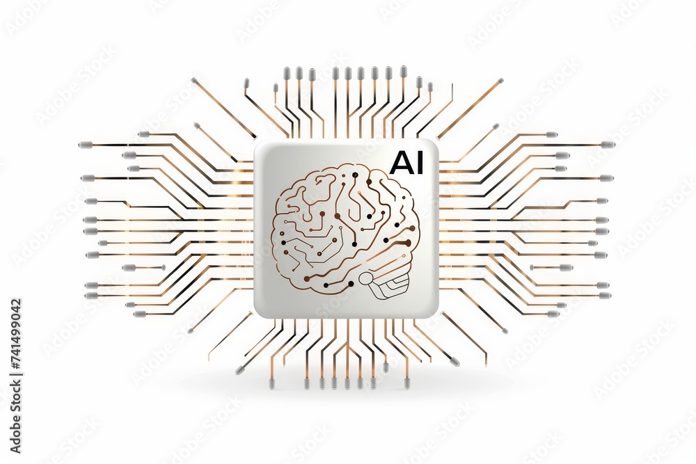 AI Brain Chip hippocampal subfields. Artificial Intelligence logo ...