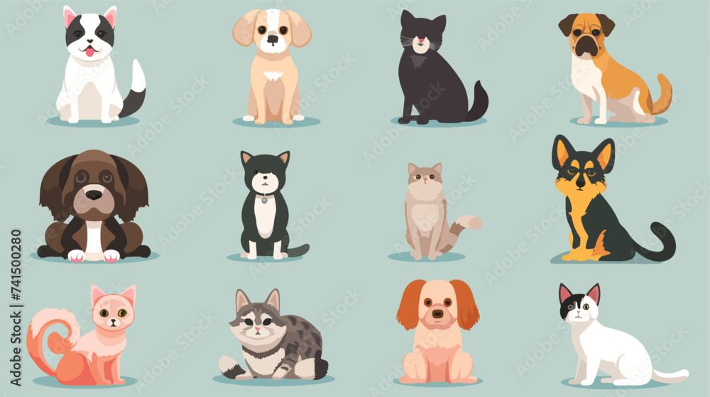Pet Animal flat vector isolated on color background