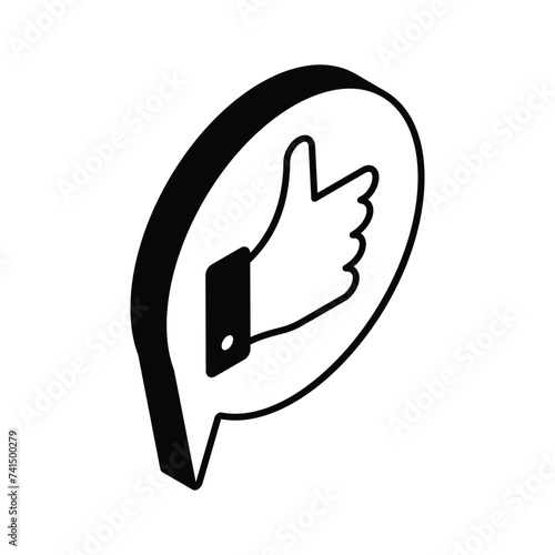 Thumbs up, an isometric icon of customer feedback ready to use vector, editable style