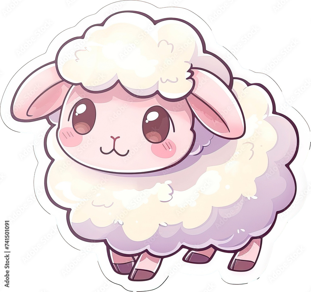 Cute sheep sticker isolated on transparent background. PNG Cute sheep sticker isolated on transparent background. PNG