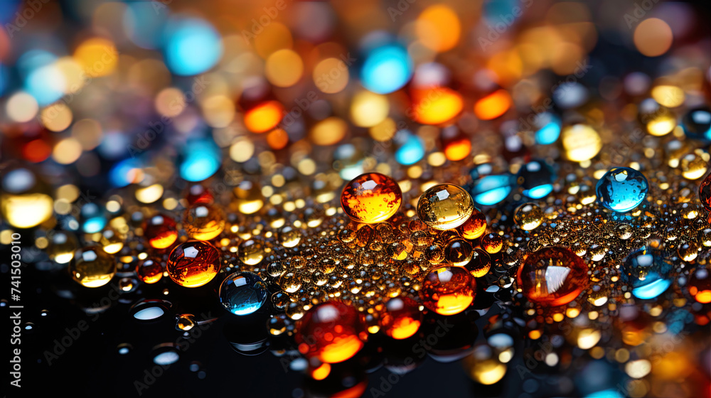 A rich color background, consisting of multi colored drops of rain, like a lively picture of a