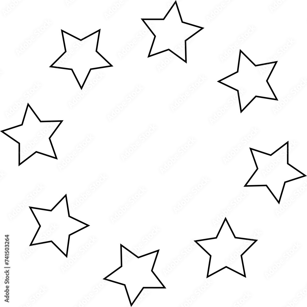 Stars in circle icon. Round star frame template
