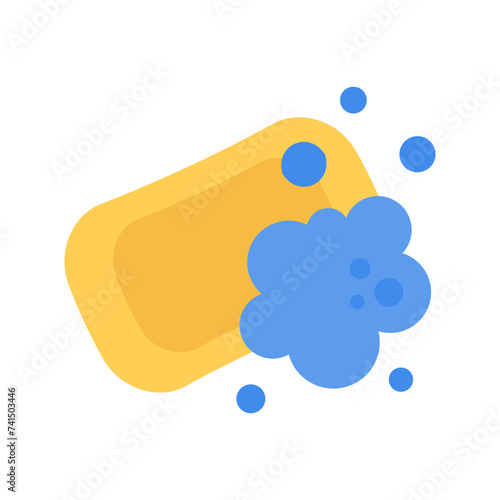 Bar of soap with foam, soap bubbles.