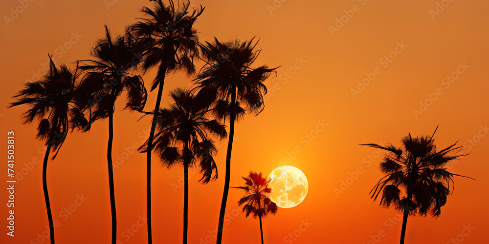 Palms noticed at sunset, as if playing in a dance with the last rays of the s