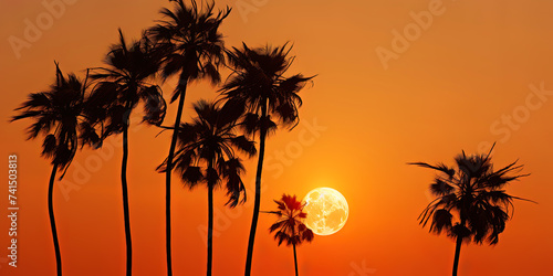 Palms noticed at sunset  as if playing in a dance with the last rays of the s