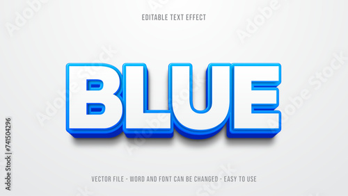 Editable text effect blue, clear text style