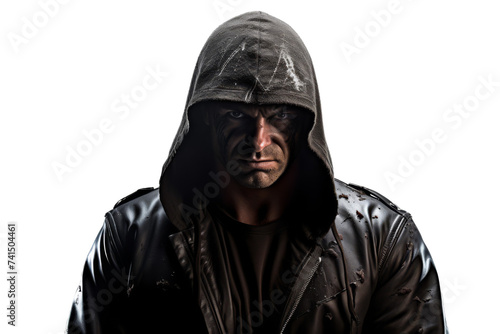 Scarred Gang Leader Isolated on Transparent Background