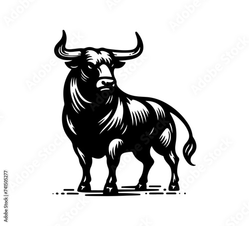 Spanish Fighting Bull vector hand drawn illustration © AriaMuhammads
