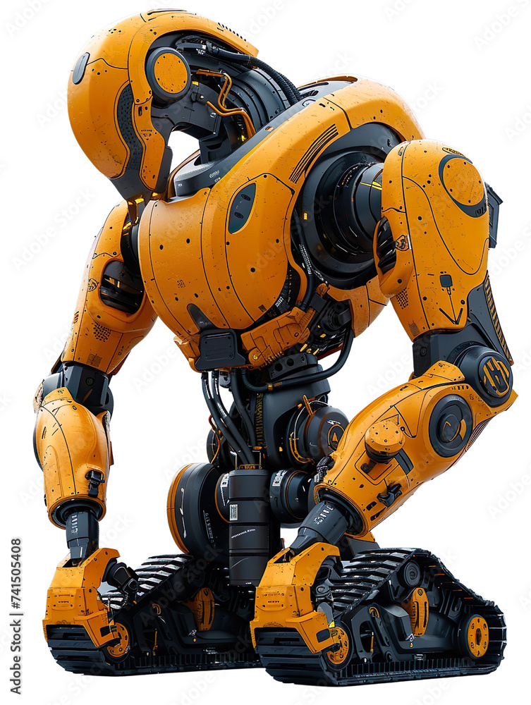 Futuristic space robot isolated on white, high technology, transparent background Futuristic space robot isolated on white, high technology, transparent background