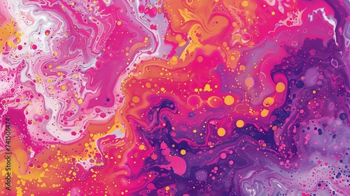 Vibrant Abstract Fluid Art Background with Swirling Pink and Purple Patterns