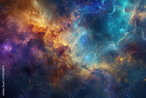 A tapestry of swirling galaxies and nebulae  evoking a sense of infinite celestial majesty