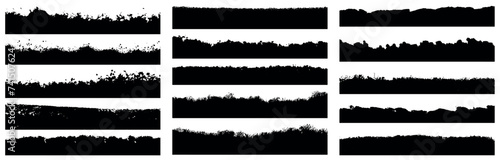 Big bundle of ink brush strokes. Grunge badge brush, box, frame, grunge background, Rectangle, splash. Vector paintbrush set. Black and white blob distress droplet grungy texture onyx canvas daub line
