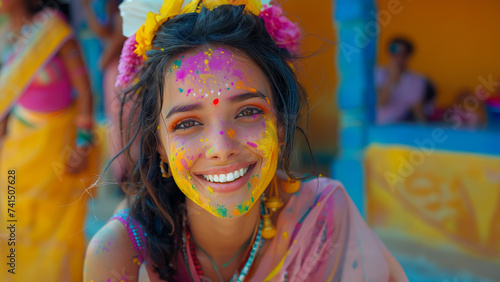 Hindu girl on Holi holiday 