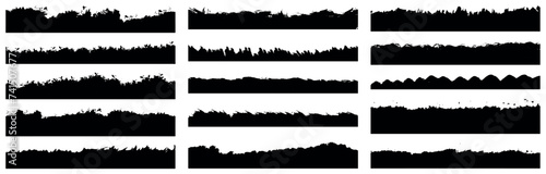Big bundle of ink brush strokes. Grunge badge brush, box, frame, grunge background, Rectangle, splash. Vector paintbrush set. Black and white blob distress droplet grungy texture onyx canvas daub line photo