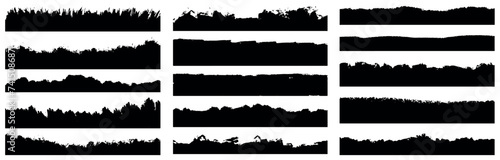 Set of grunge brush stroke dirty texture, paint brush stroke, ink splatter, ink brush. Abstract freehand drawing artistic design element. Big bundle square brush, rectangle brush, Grunge badge brush.