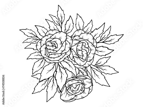 Bouquet Flower Line Art Illustration 