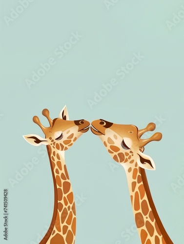 illustration of cute giraffe couple