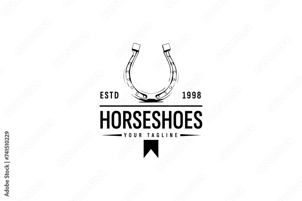 horseshoe logo vector icon illustration - obrazy, fototapety, plakaty 