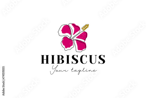 hibiscus logo vector icon illustration