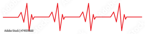 Heartbeat red line icon. EKG and cardio symbol. Vector illustration isolated on white background photo
