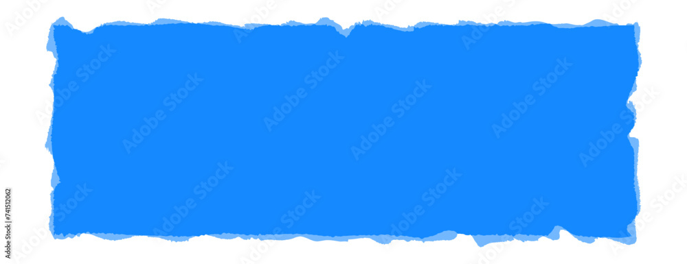 Ripped rectangle, jagged blue paper banner vector illustration