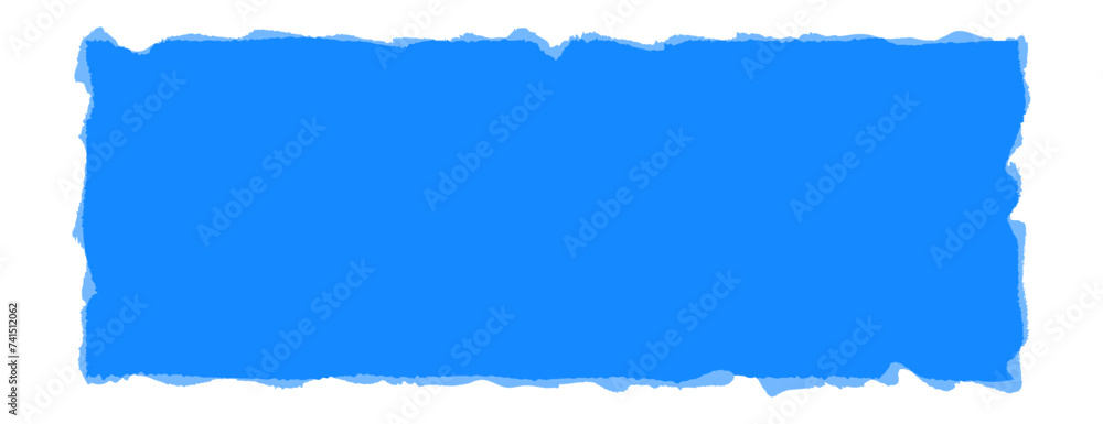 Fototapeta premium Ripped rectangle, jagged blue paper banner vector illustration