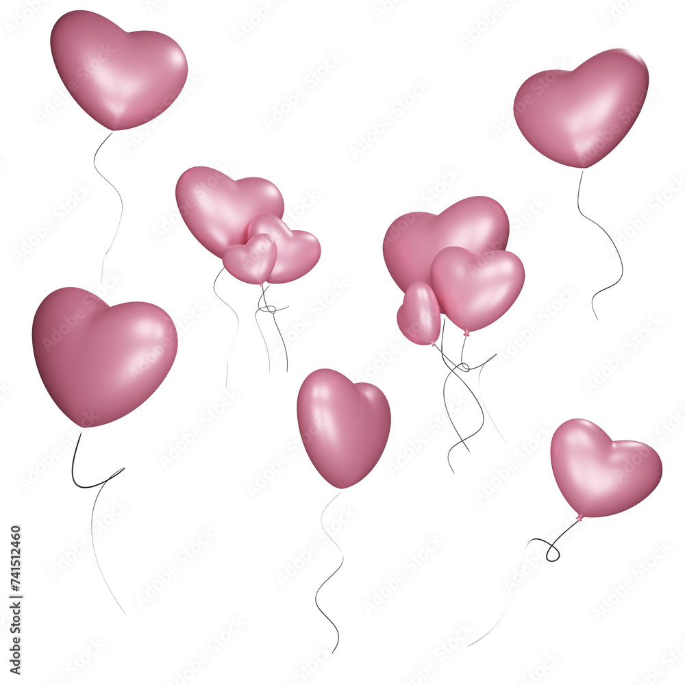 valentine's day heart and love pink balloons