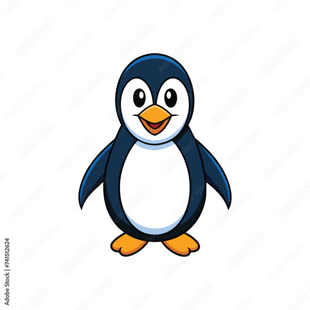 Fototapeta premium Cute happy penguin standing icon illustration