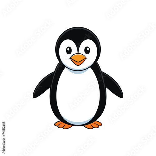 Cute happy penguin vector icon illustration