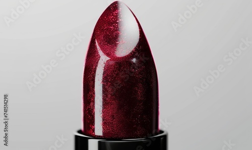 a realistic glossy burgundy red lipstic photo