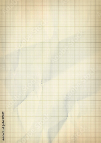 Gold graph crumpled millimeter paper texture.