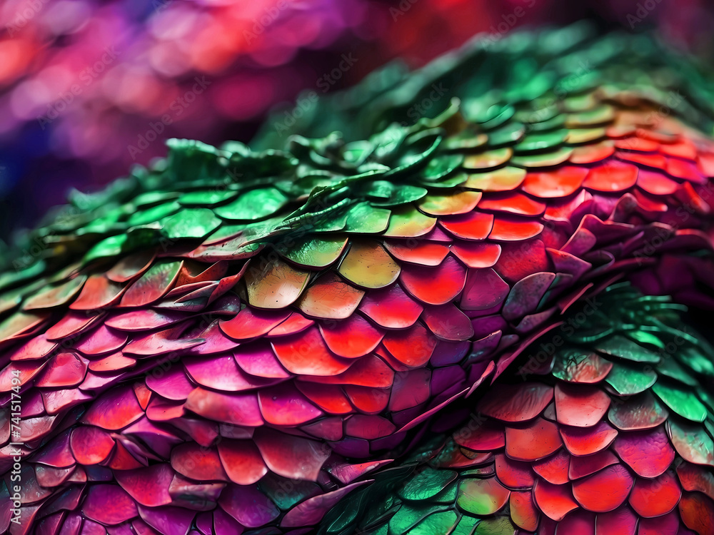 Obraz premium Abstract colorful close up scales surface texture