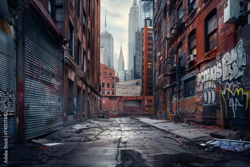 Urban Street in Modern Metropolis - A detailed depiction of an Urban Street situated in a Modern Metropolis. This image captures the essence of Urban Street in their natural or adapted environment, sh