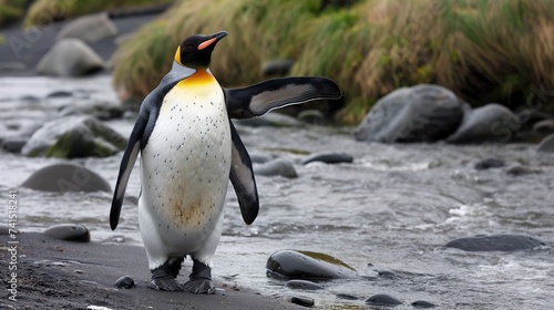 King penguin on the riverbank