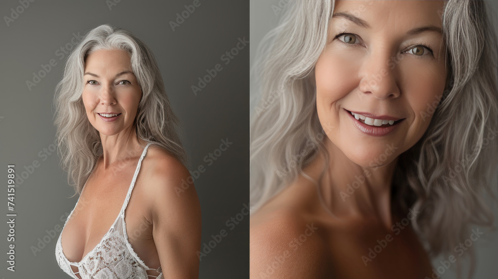 Graceful Mature Woman in Elegant Lace Lingerie Graceful Mature Woman in Elegant Lace Lingerie