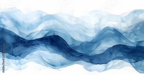 waves, wave, sea ocean art, blue abstract, watercolour, lino print, watercolor