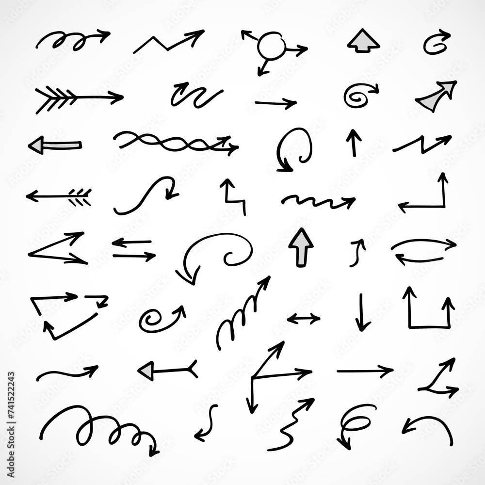 Vector set of hand drawn arrows, elements for presentation Vector set of hand drawn arrows, elements for presentation