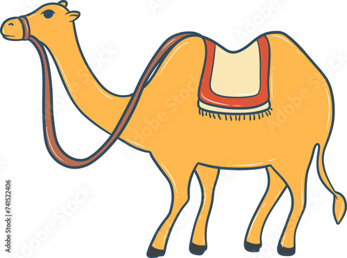 Cartoon camel with saddle