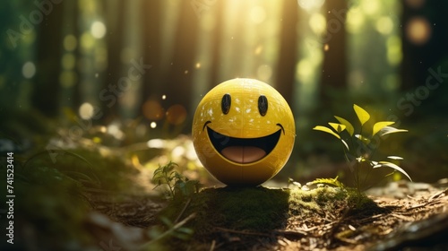 Happy laughing emoji in cinematic style portrait photo