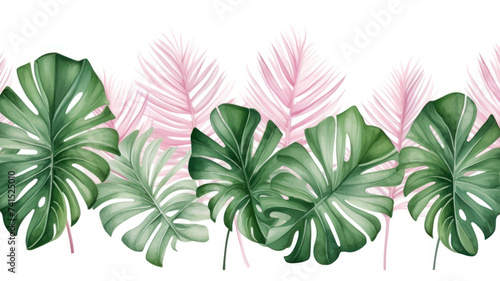 Seamless pattern with monstera leaves. Hand drawn vector illustration.