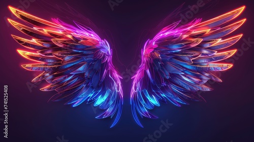 Wallpaper Mural Neon wings texture backdrop, bird's wings background Torontodigital.ca