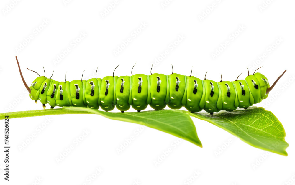 Isolated Caterpillar during Metamorphosis on white background