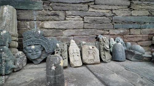 Ruins and Statues Unearthed at Lakhamandal Shiva Temple: Ancient Hindu Deity Sculptures photo