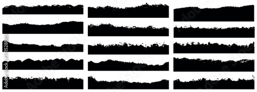 Big bundle of paint brush set collection. Grunge badge brush, ink brush strokes, Ink splatter, brushes, lines, Boxes, rectangle. Ink graffiti square frame. Various shapes artistic black paintbrush