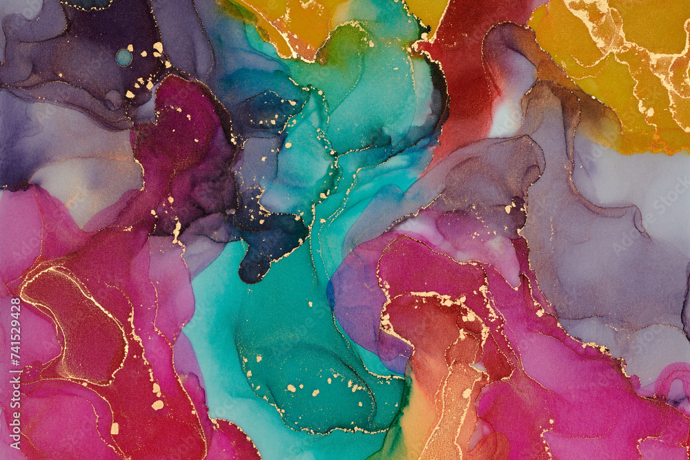 Natural luxury abstract fluid art painting in alcohol ink technique ...